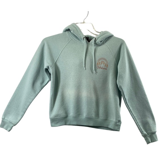 Volcom‎ Crop Hoodie Womens Small S Faded Green Casual - Picture 1 of 11